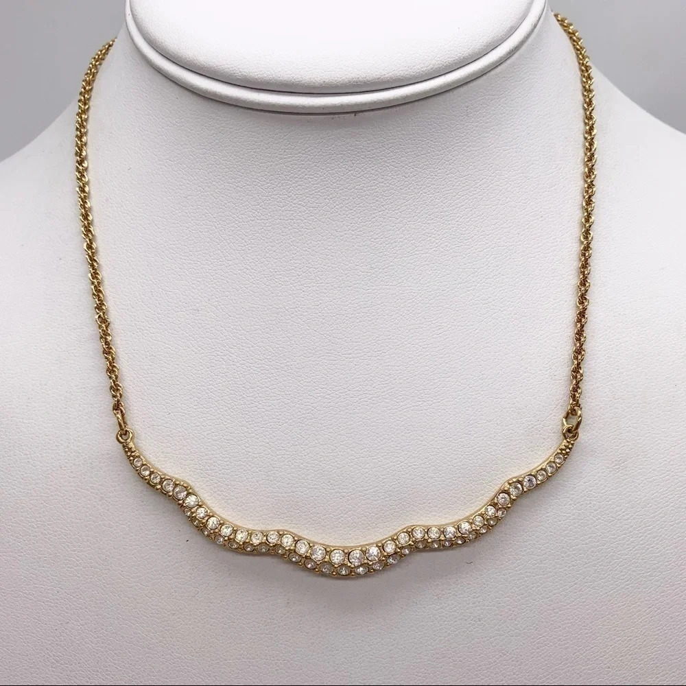 Swarovski Crystal Pave Curved Bar Necklace